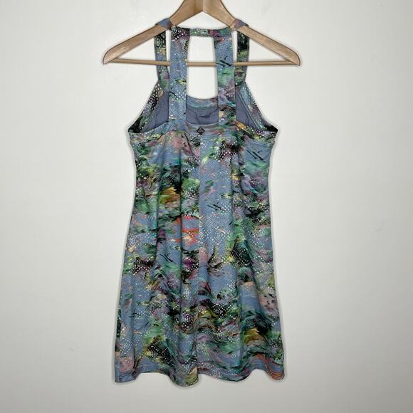 Prana Womens Cantine Dress Small Blue Graceful Floral Halter Padded Outdoor - Picture 9 of 10
